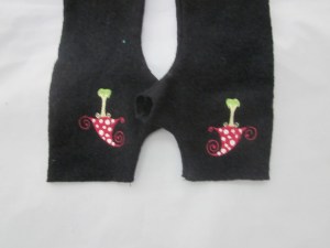 Stulpen schwarz mit Fliegenpilz