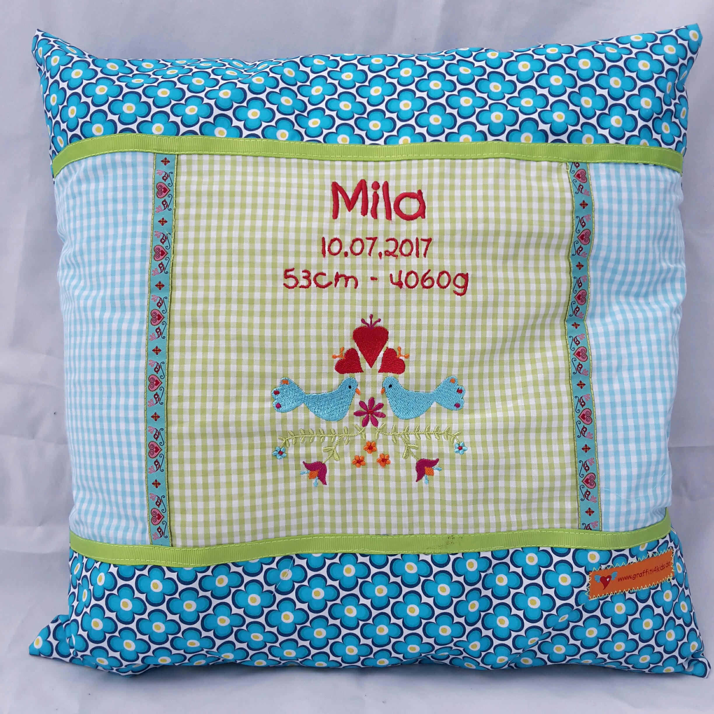 Kissen MILA Webvögelchen (Kunterbuntdesign/ Gretelies)