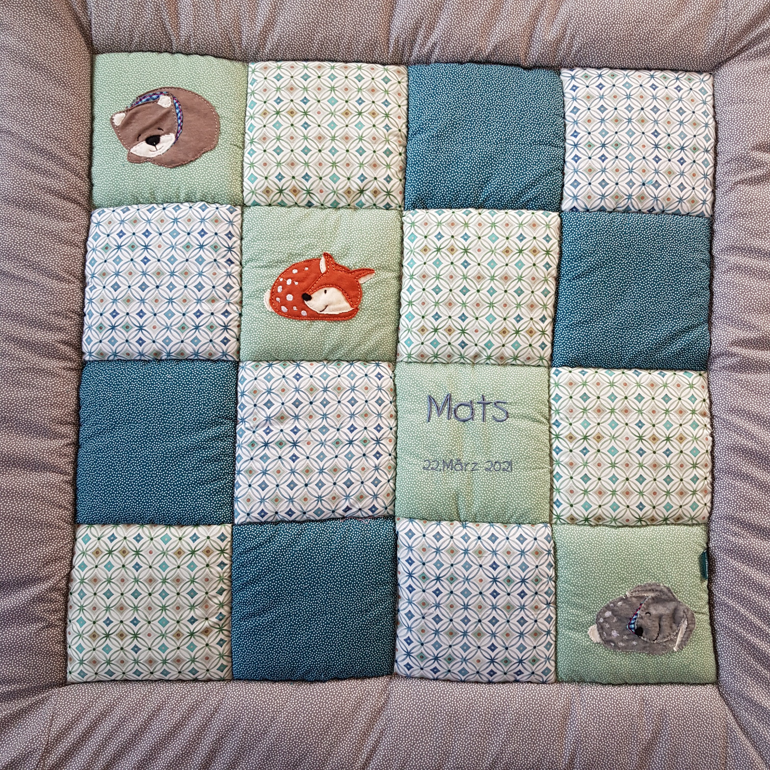 Waldtiere grün-petrol-grau/braun (Woody von Steinbeck/Kunterbuntdesign)