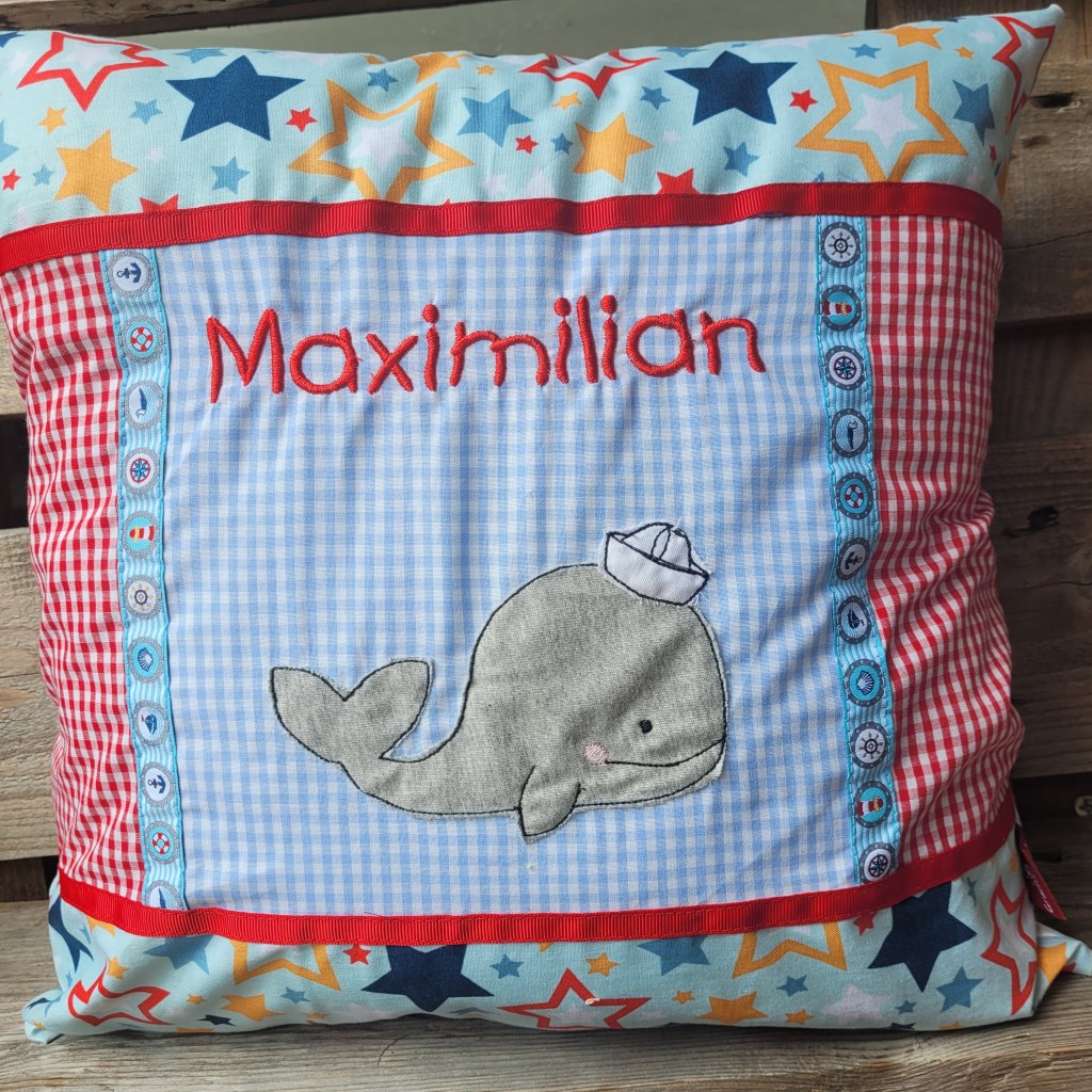 Kissen Maximilian mit Wal (Klitzekleindesign)